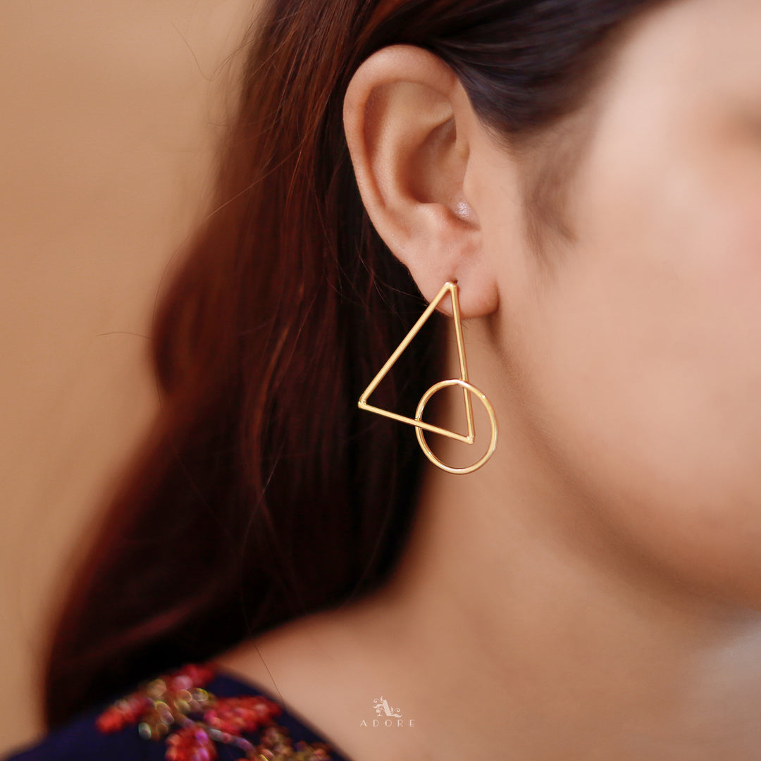 Golden Geometric Earring