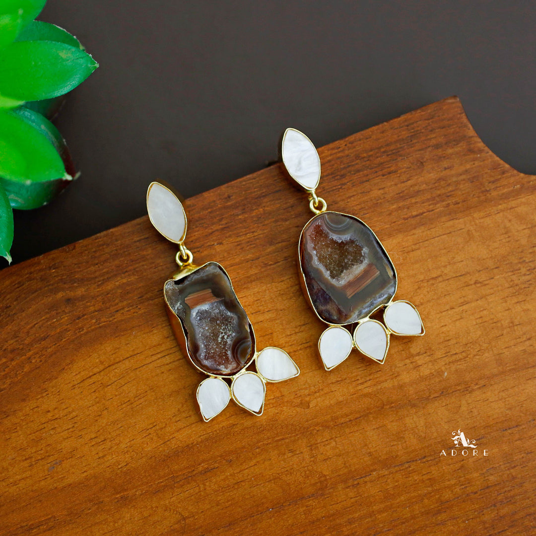 Irine Golden MOP Agate Earring