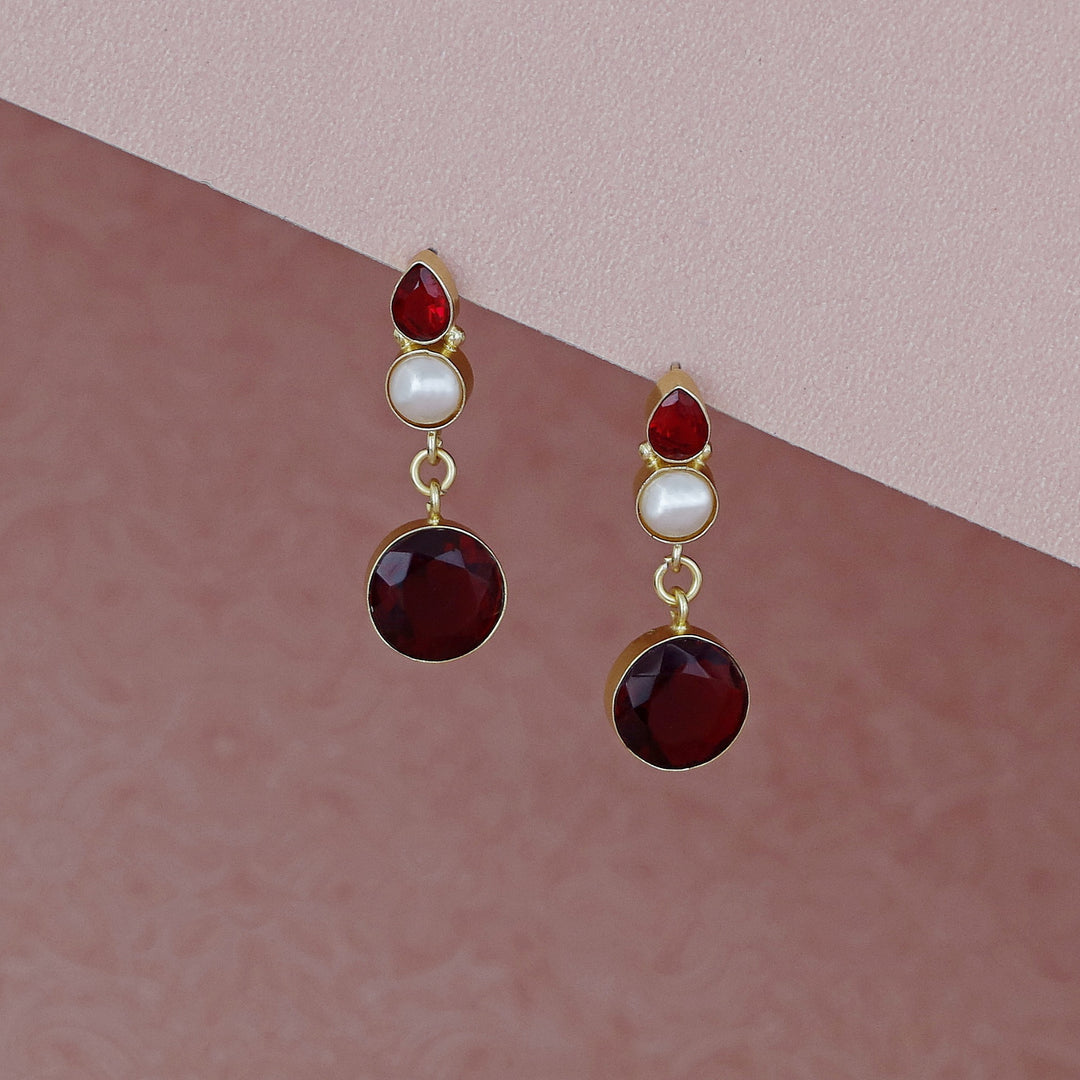 Hita Dual Glossy And Pearl Earring