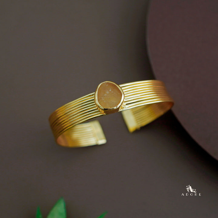 Golden Layered Raw Stone Bangle