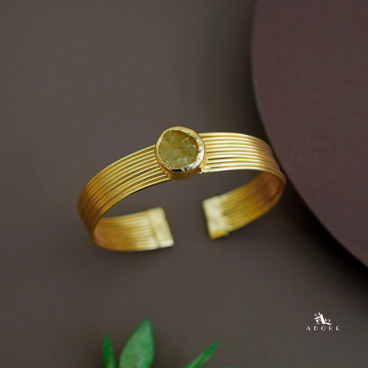 Golden Layered Raw Stone Bangle