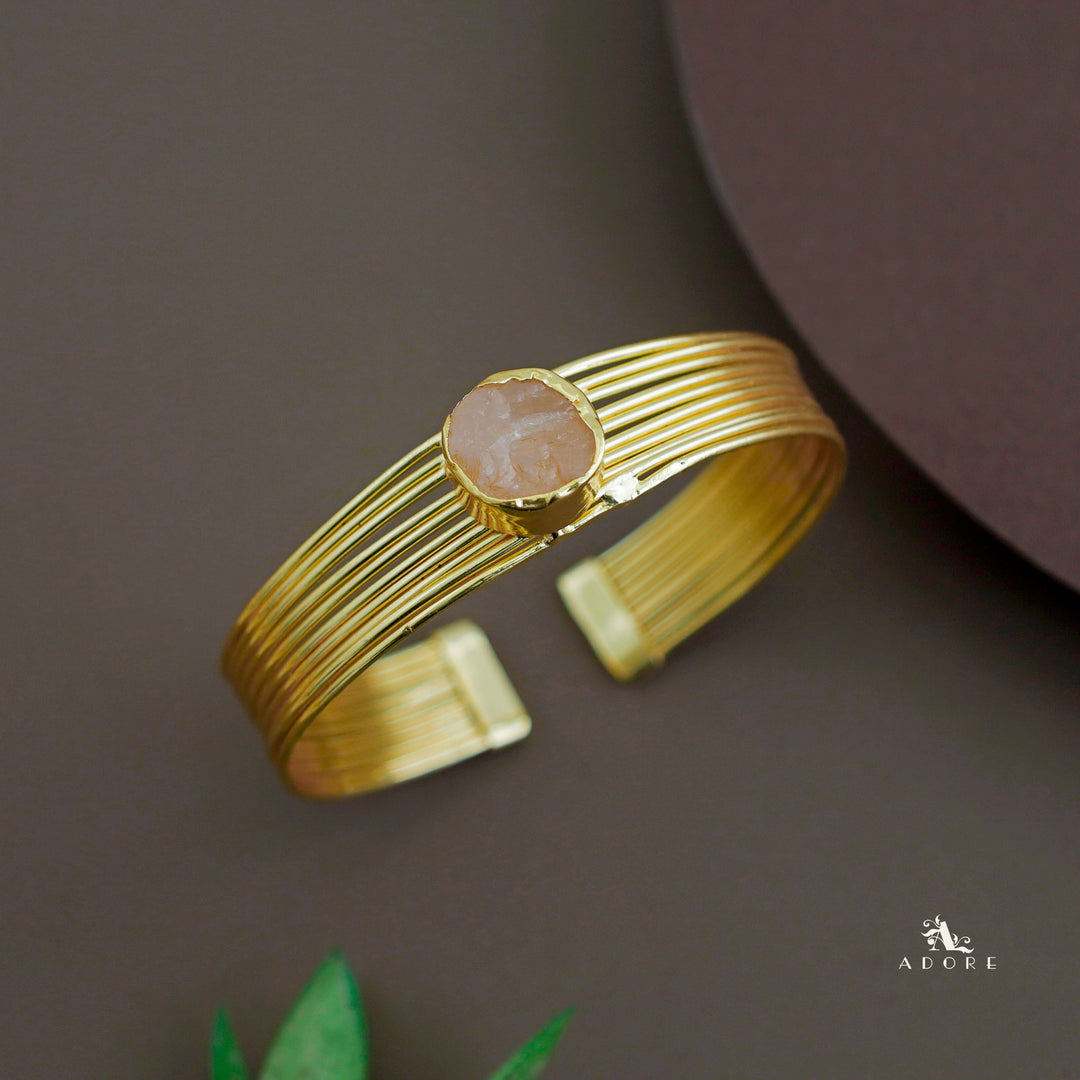 Golden Layered Raw Stone Bangle