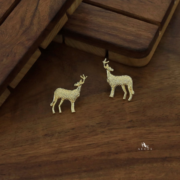 Golden Reindeer Earring