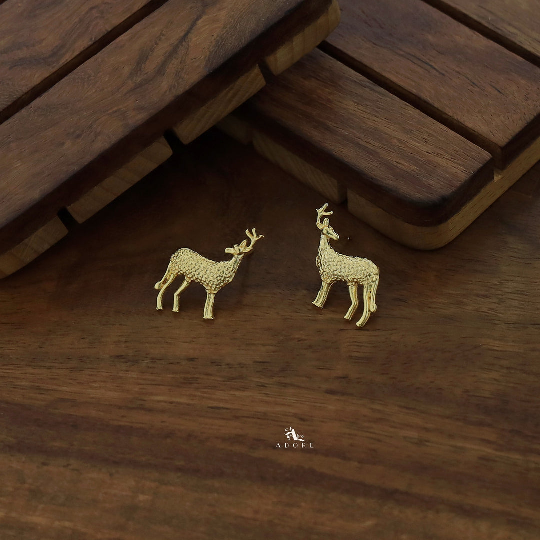 Golden Reindeer Earring