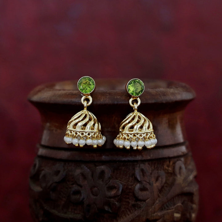 Mithila Golden Pearl Glossy Jhumka