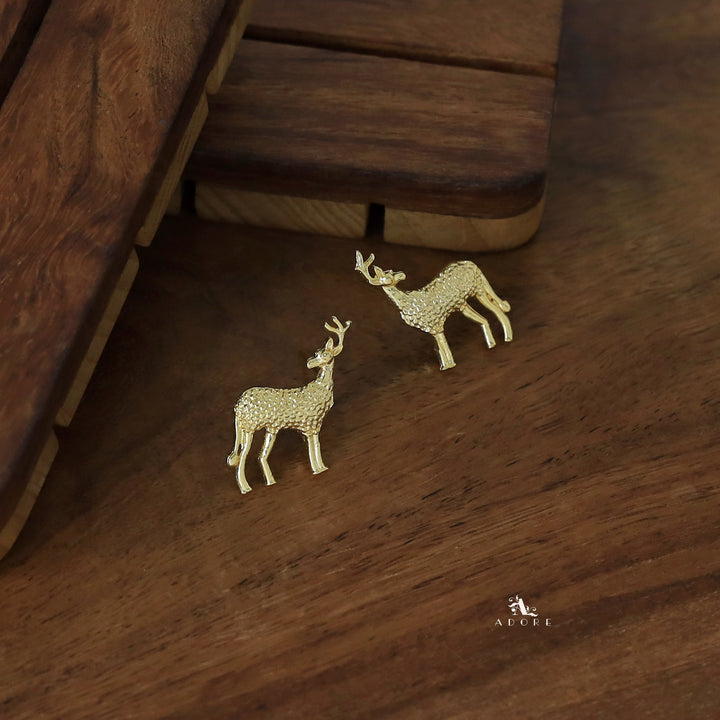 Golden Reindeer Earring