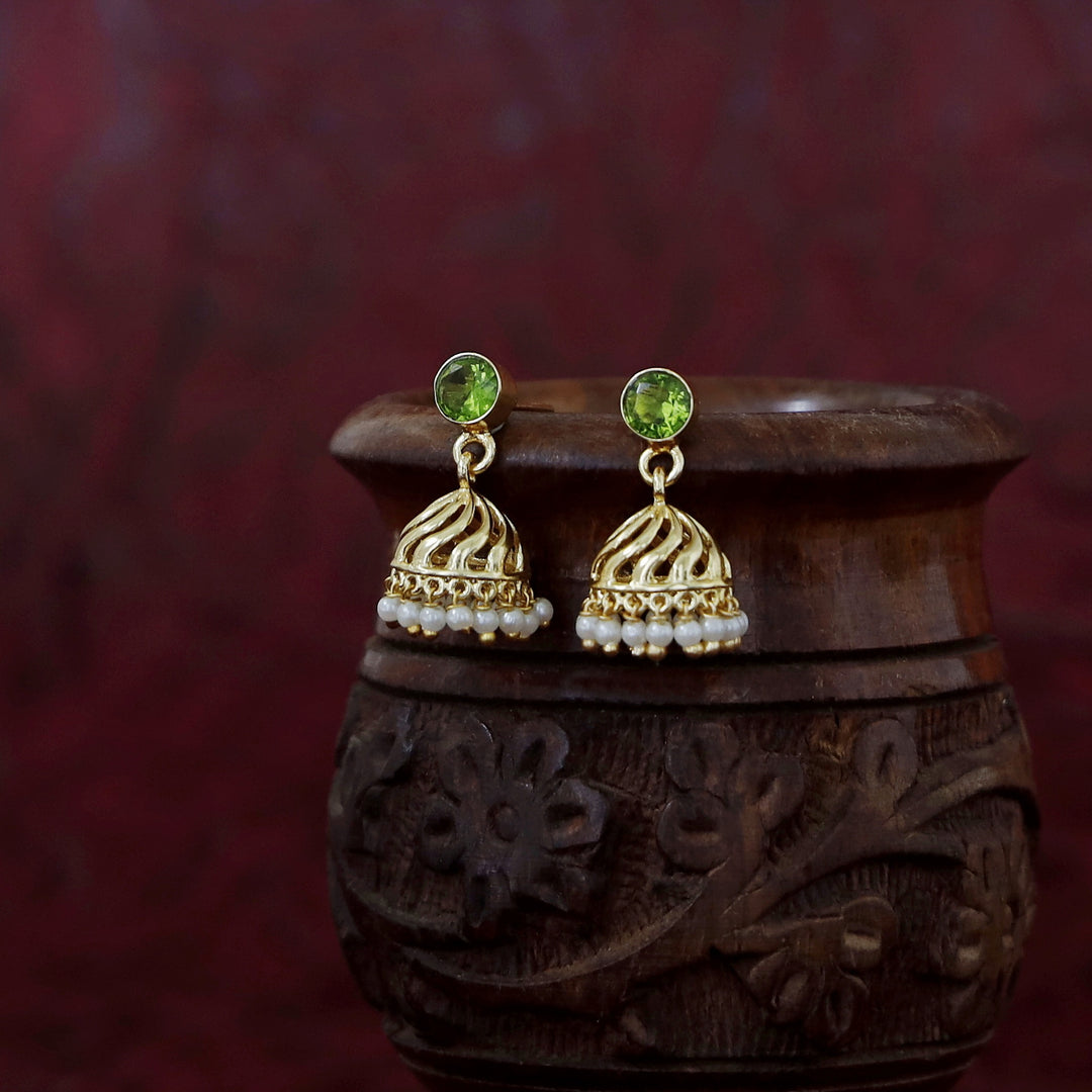 Mithila Golden Pearl Glossy Jhumka