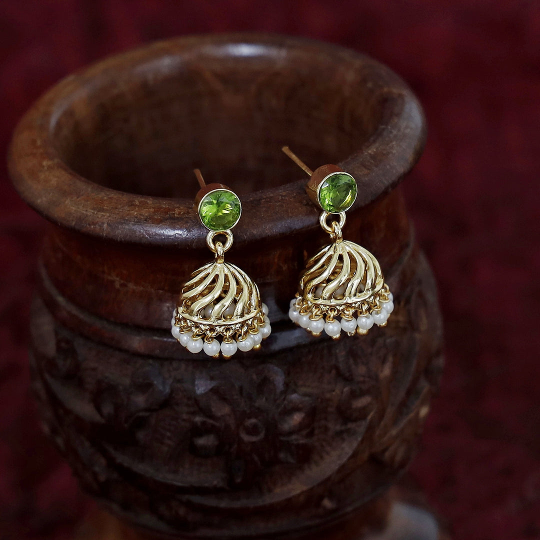 Mithila Golden Pearl Glossy Jhumka