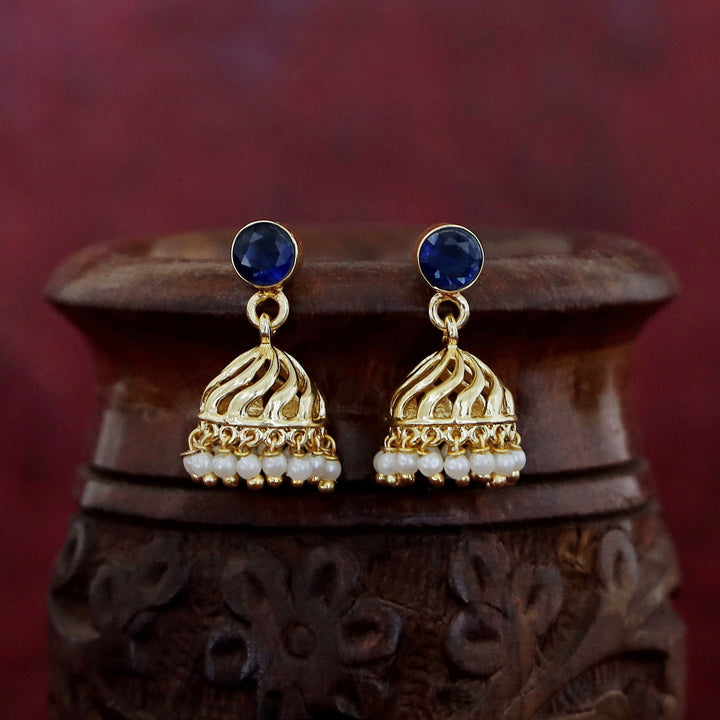 Mithila Golden Pearl Glossy Jhumka