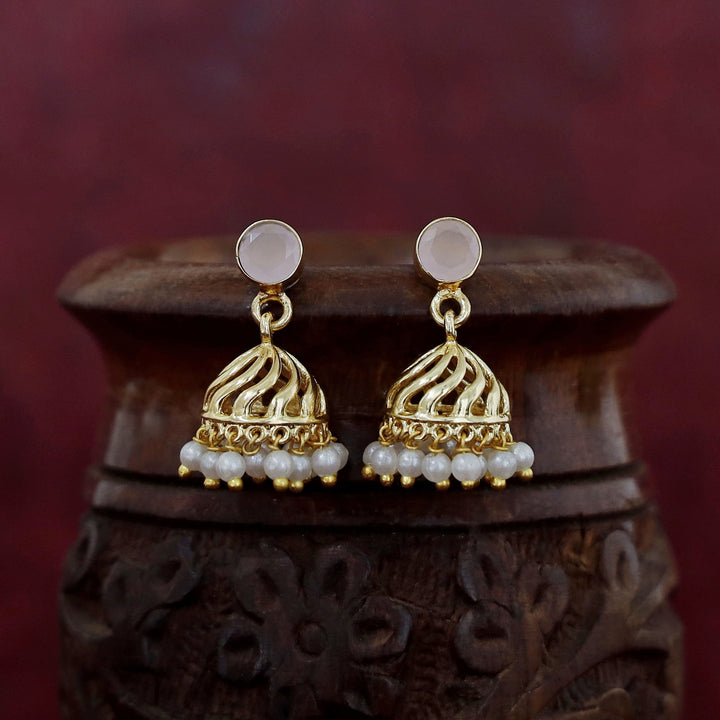 Mithila Golden Pearl Glossy Jhumka