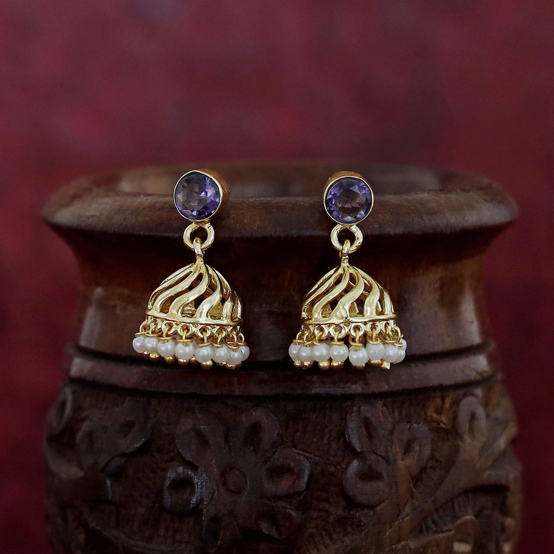 Mithila Golden Pearl Glossy Jhumka