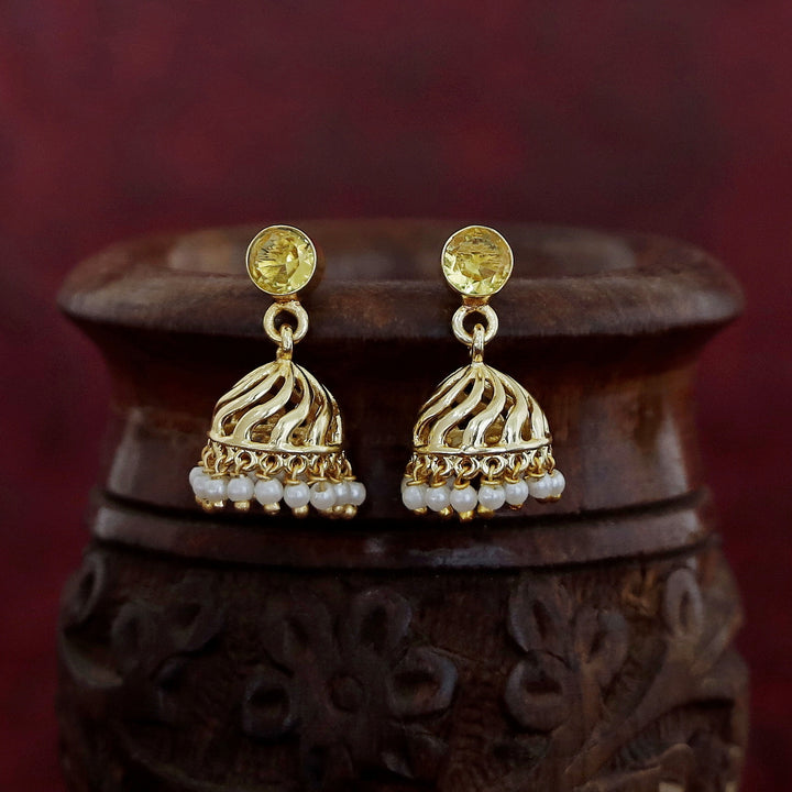 Mithila Golden Pearl Glossy Jhumka