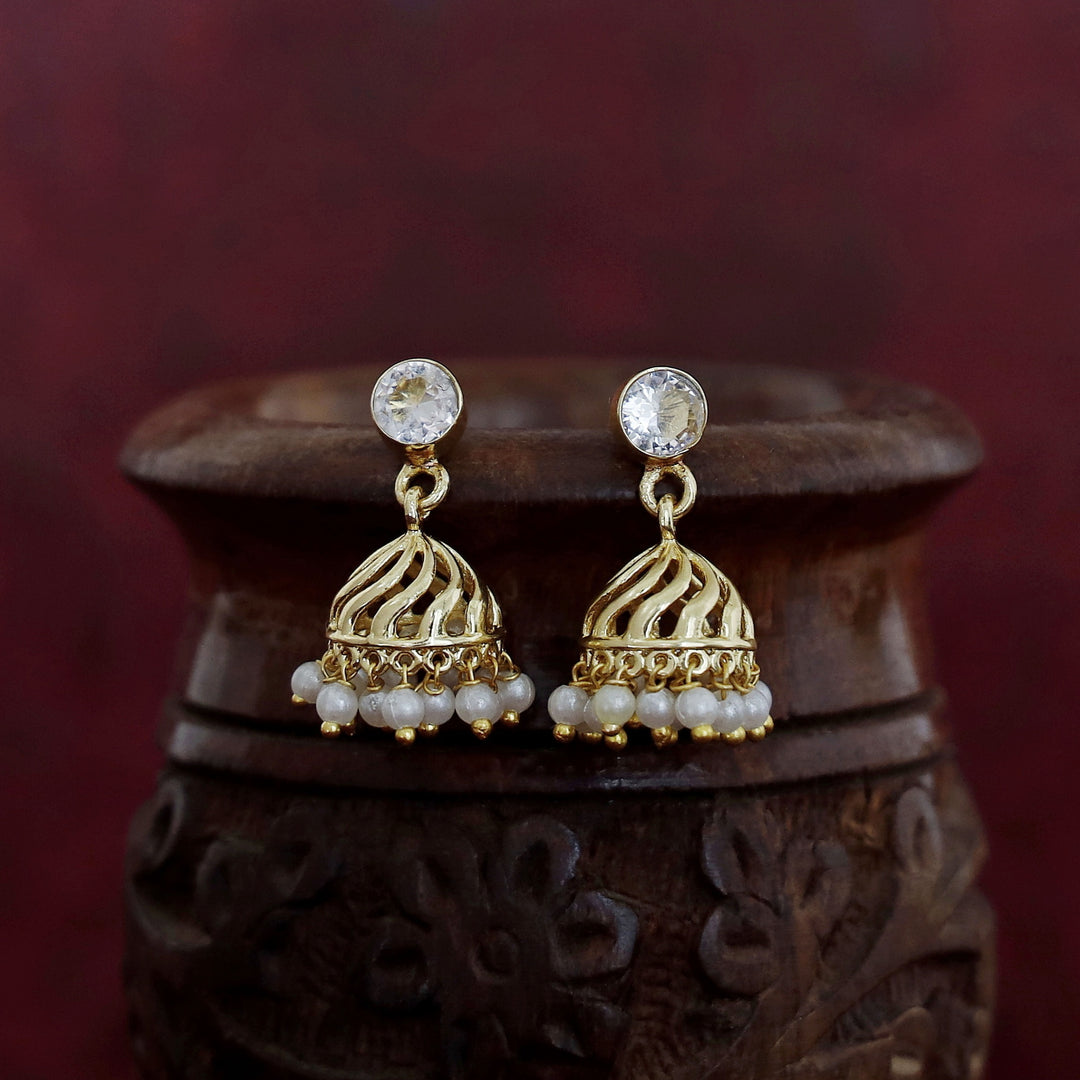 Mithila Golden Pearl Glossy Jhumka