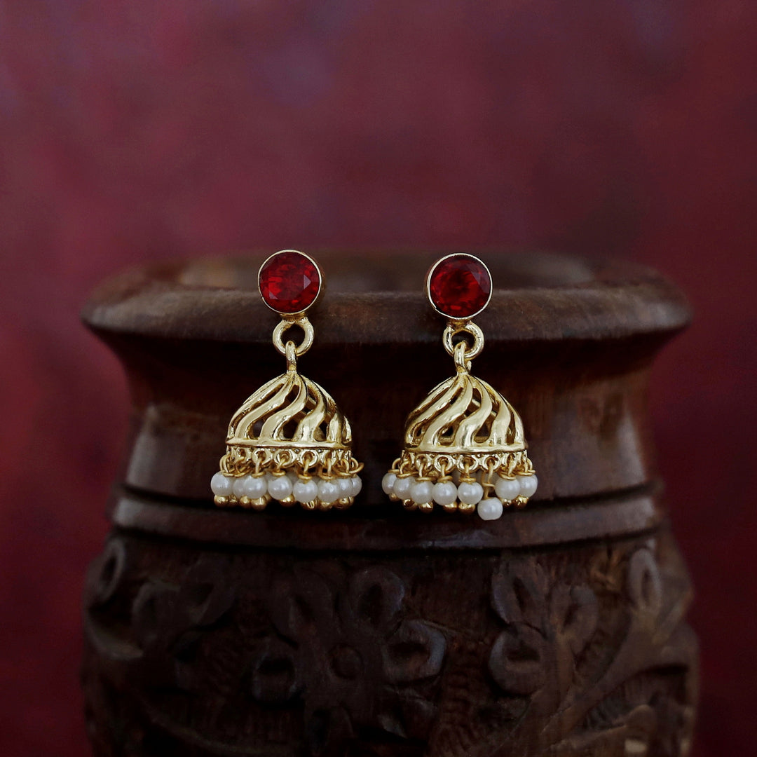 Mithila Golden Pearl Glossy Jhumka