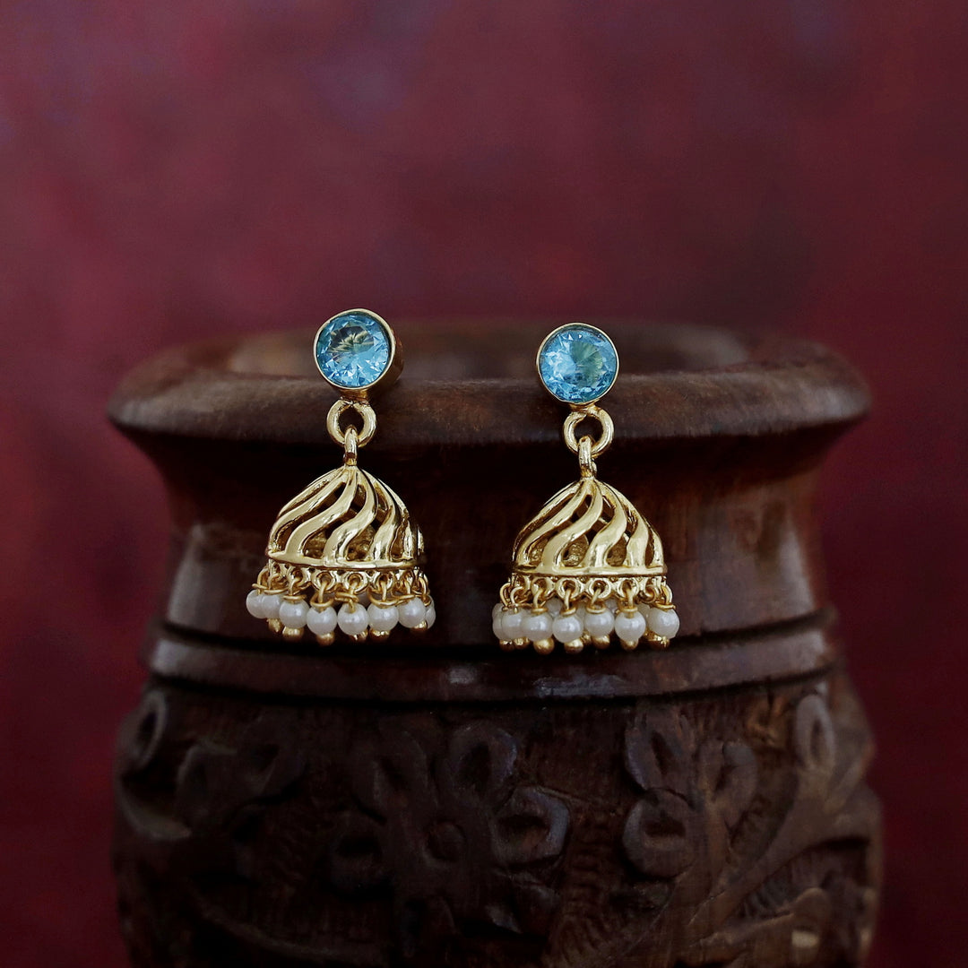 Mithila Golden Pearl Glossy Jhumka