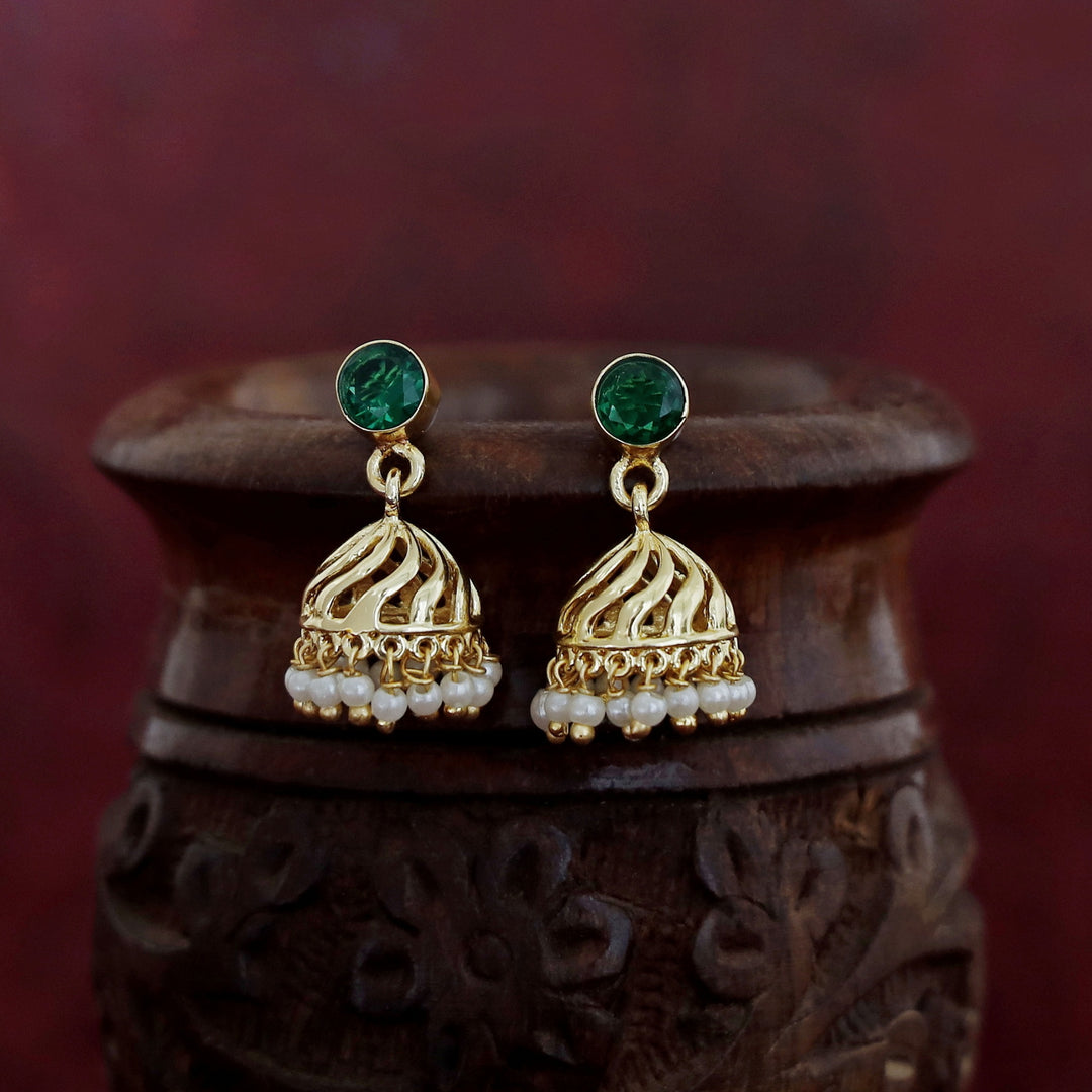 Mithila Golden Pearl Glossy Jhumka