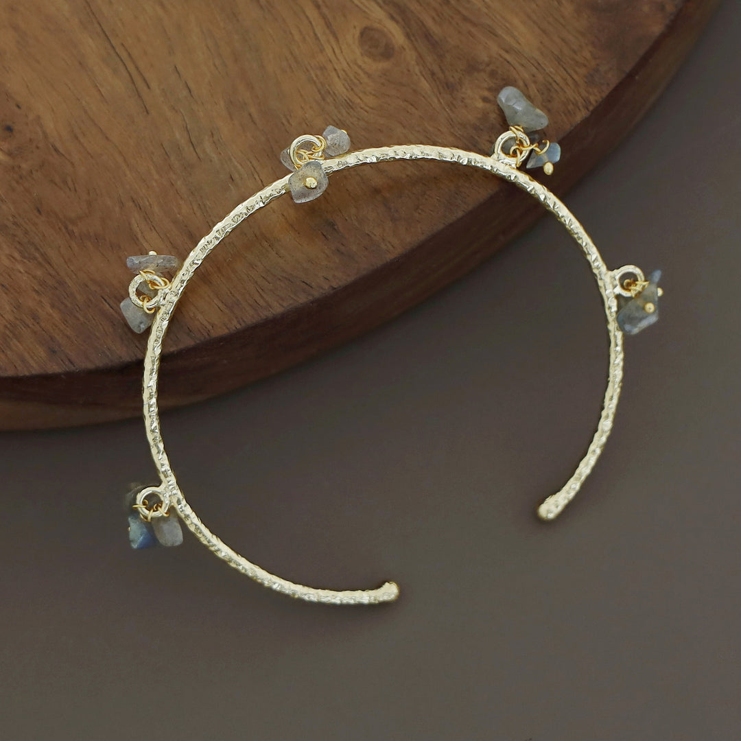 Golden Textured Cluster Stone Bangle