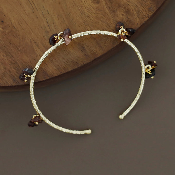 Golden Textured Cluster Stone Bangle