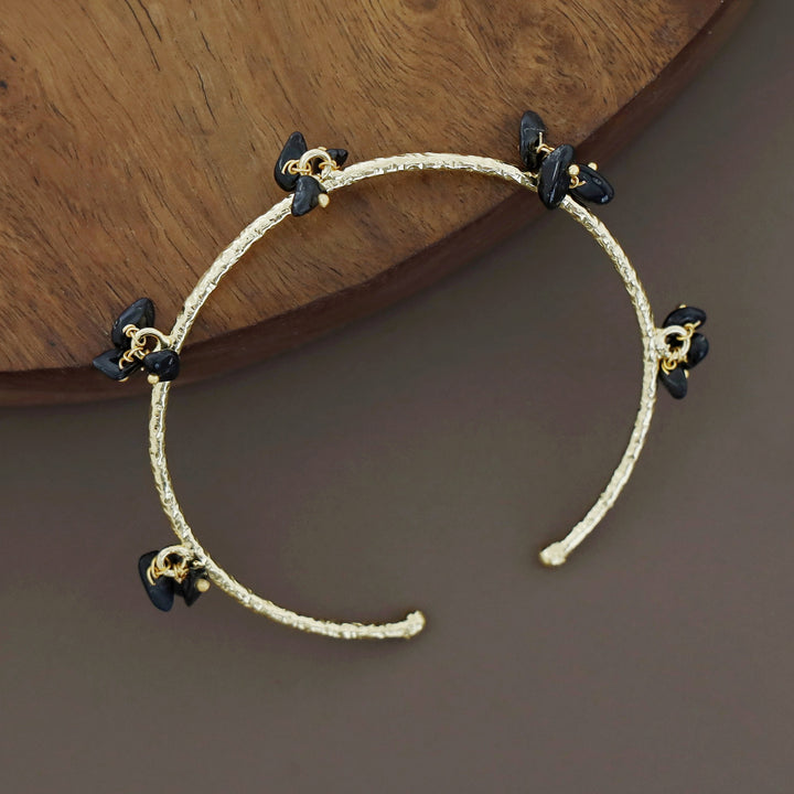 Golden Textured Cluster Stone Bangle