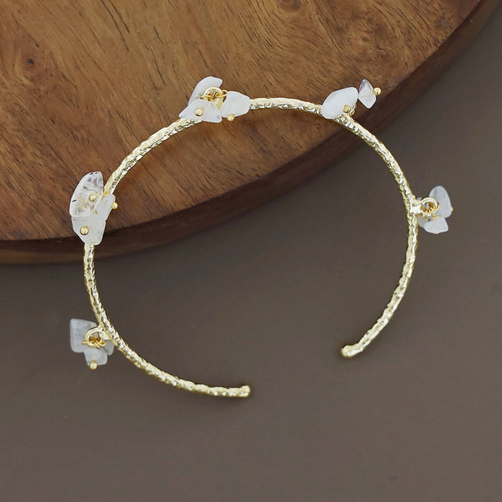 Golden Textured Cluster Stone Bangle