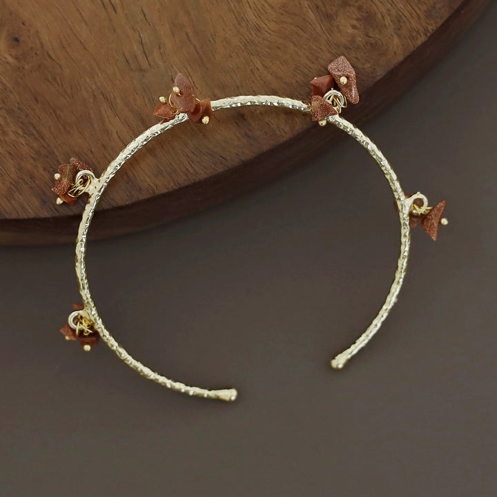 Golden Textured Cluster Stone Bangle