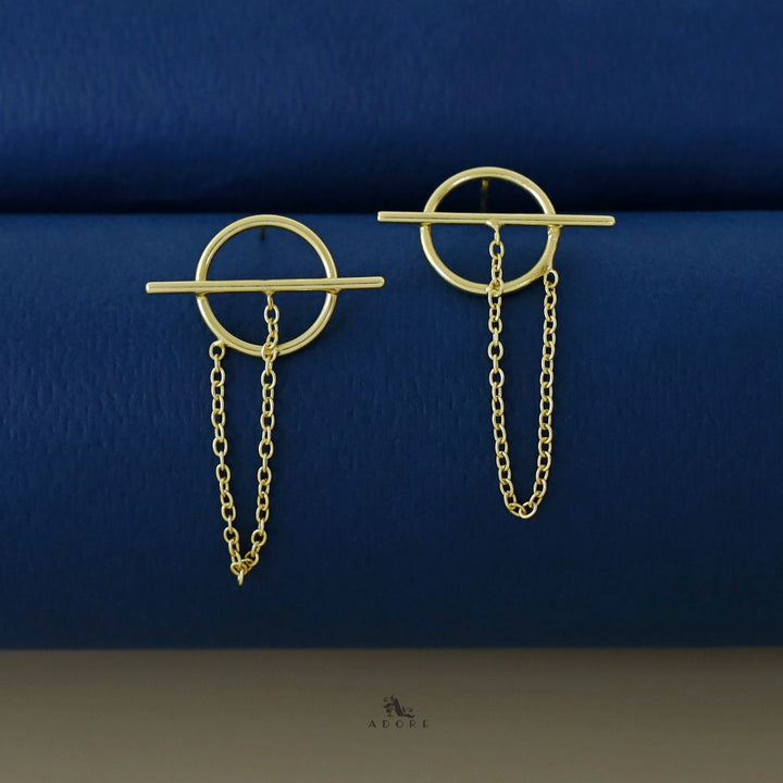 Selita Golden Circle Chainy Stick Earring