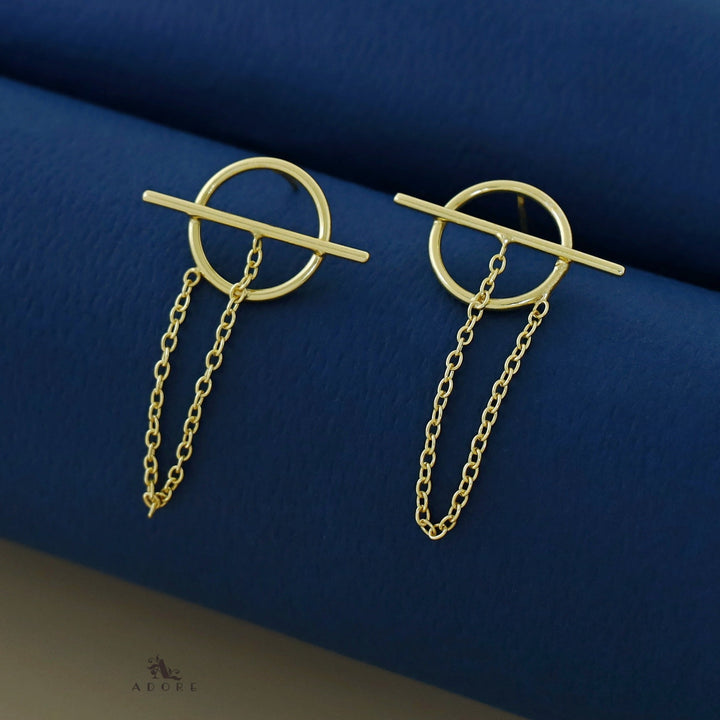 Selita Golden Circle Chainy Stick Earring