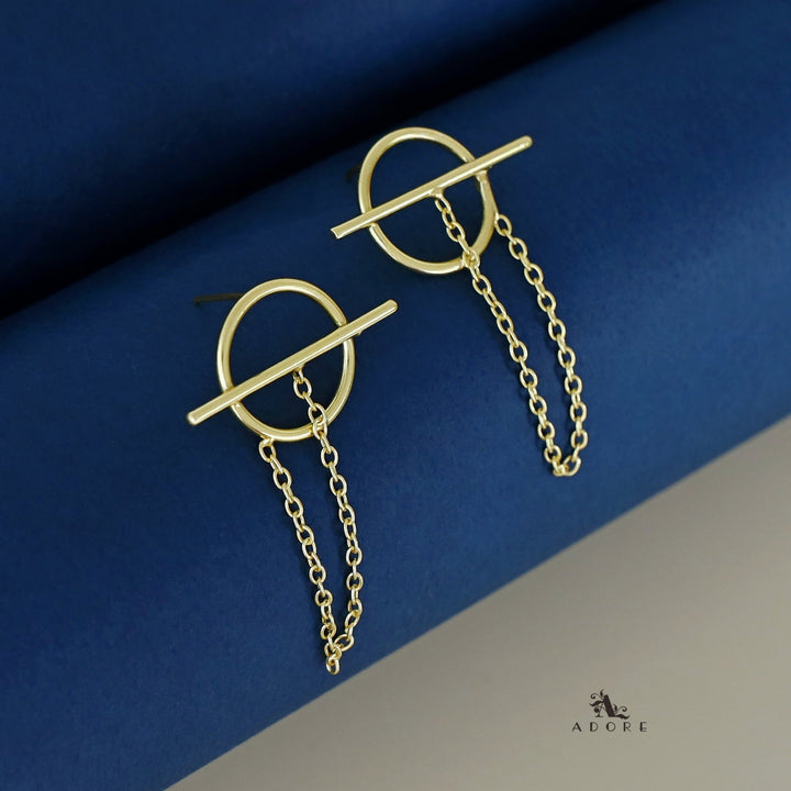 Selita Golden Circle Chainy Stick Earring