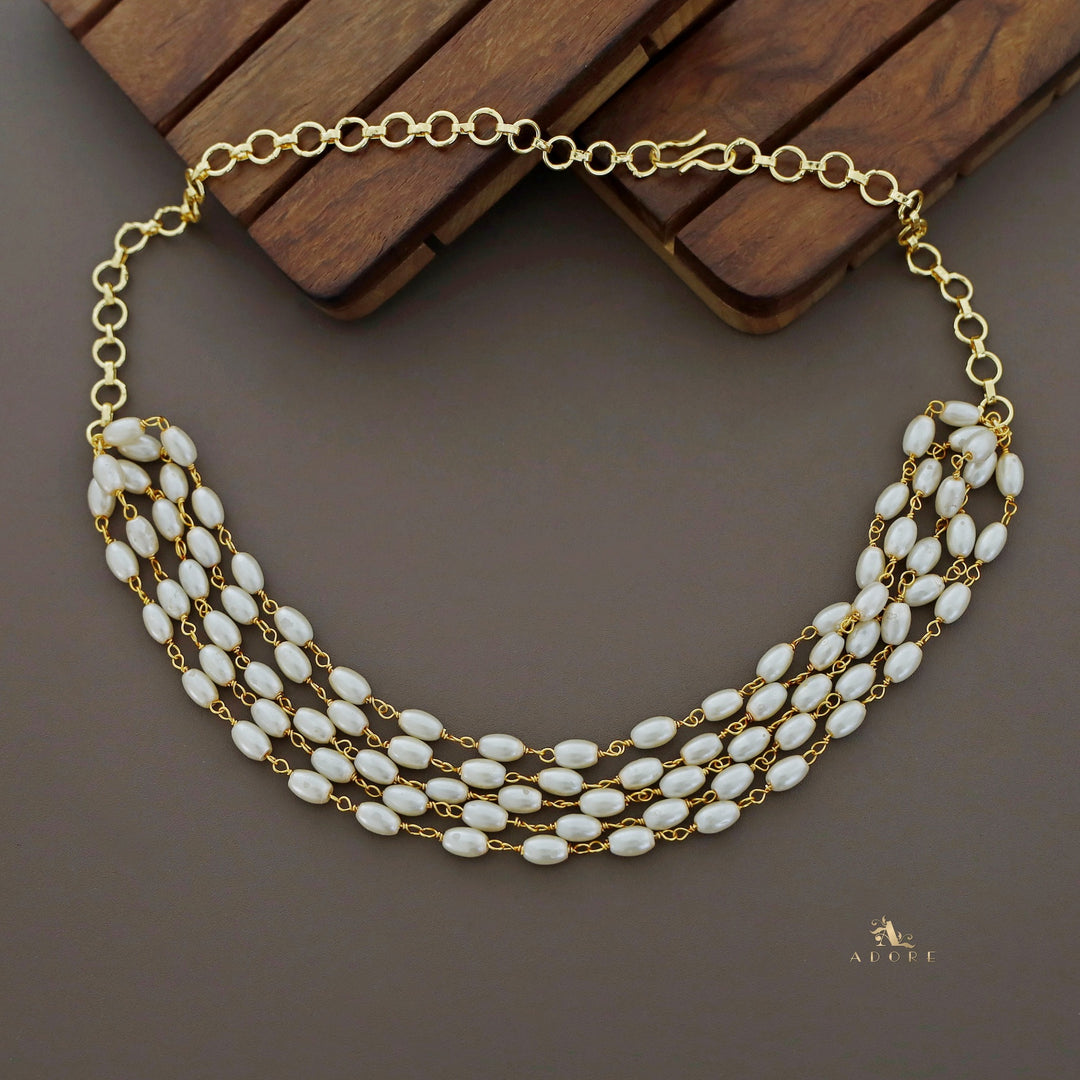 Salomi Golden 5 Layer Pearl Choker