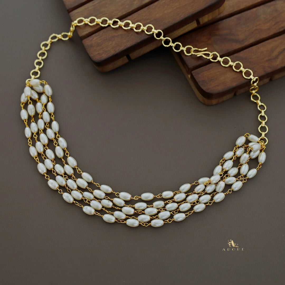 Salomi Golden 5 Layer Pearl Choker