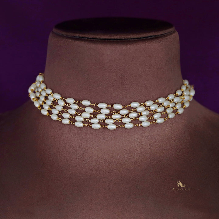 Salomi Golden 5 Layer Pearl Choker