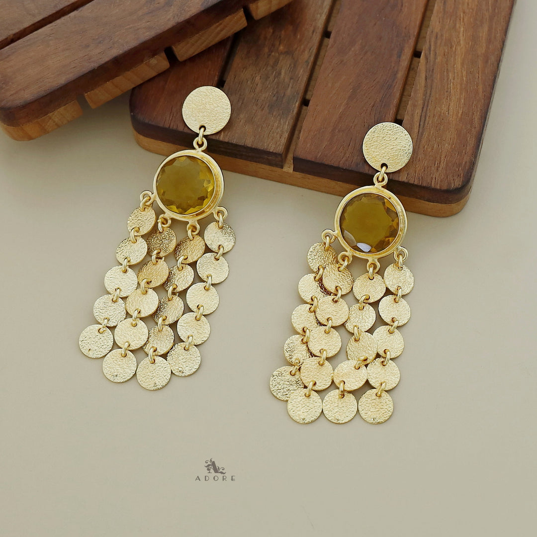 Niya Golden Circle Glossy Stone Earring