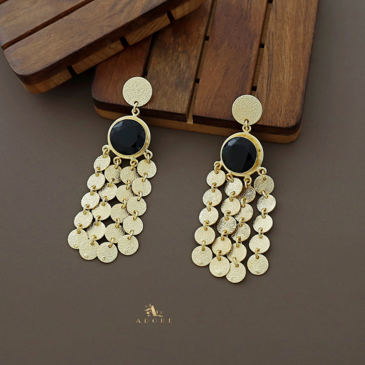 Niya Golden Circle Glossy Stone Earring