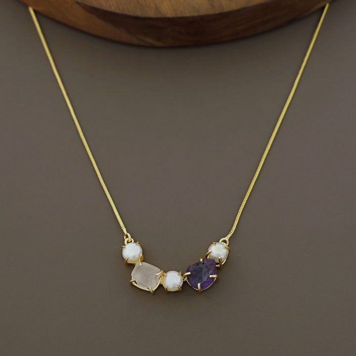 Tri Pearl Raw Stone Neckpiece