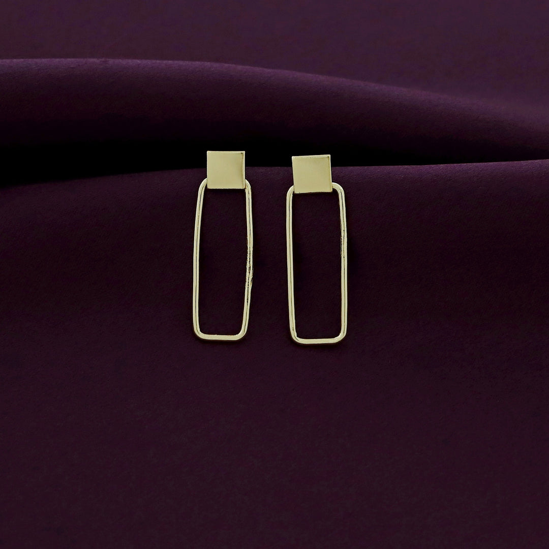 Oviana 2 In 1 Golden Rectangle Earring