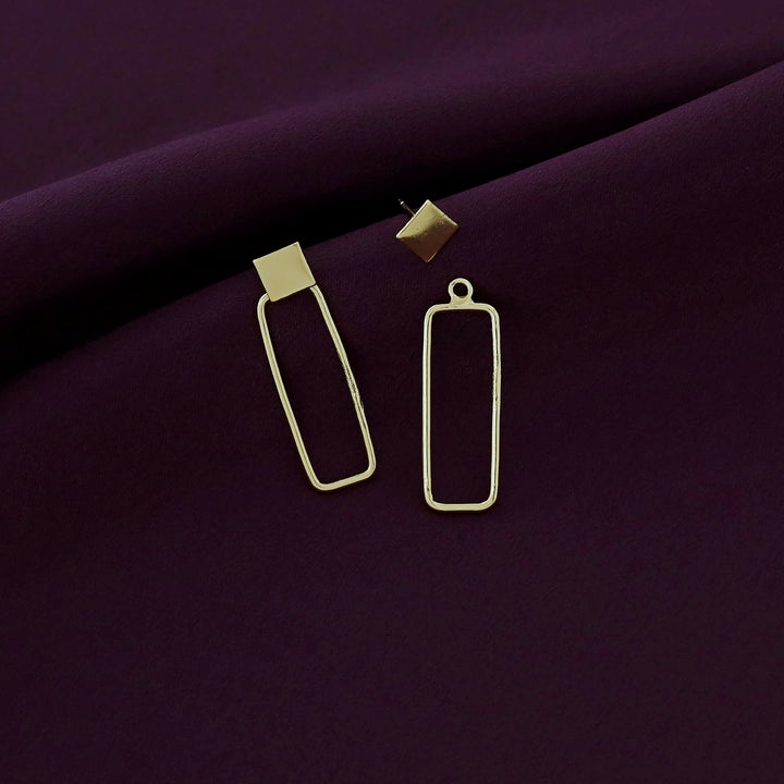 Oviana 2 In 1 Golden Rectangle Earring