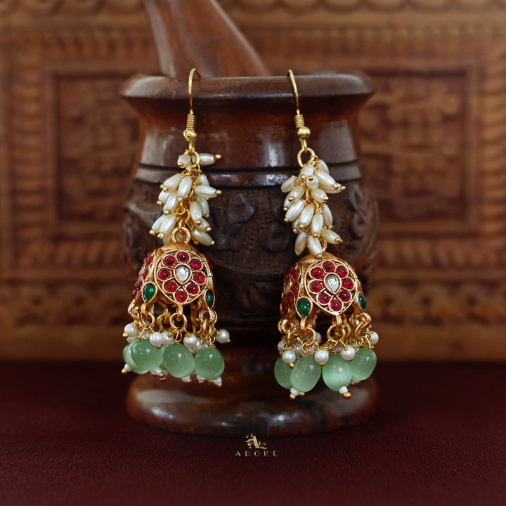 Archita Rice Pearl Drop Glossy Jhumka