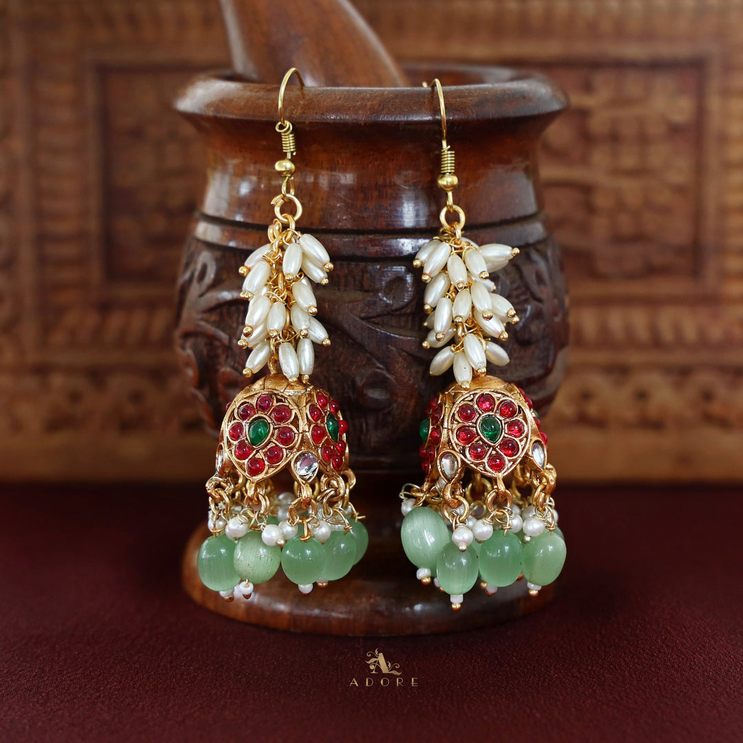 Archita Rice Pearl Drop Glossy Jhumka