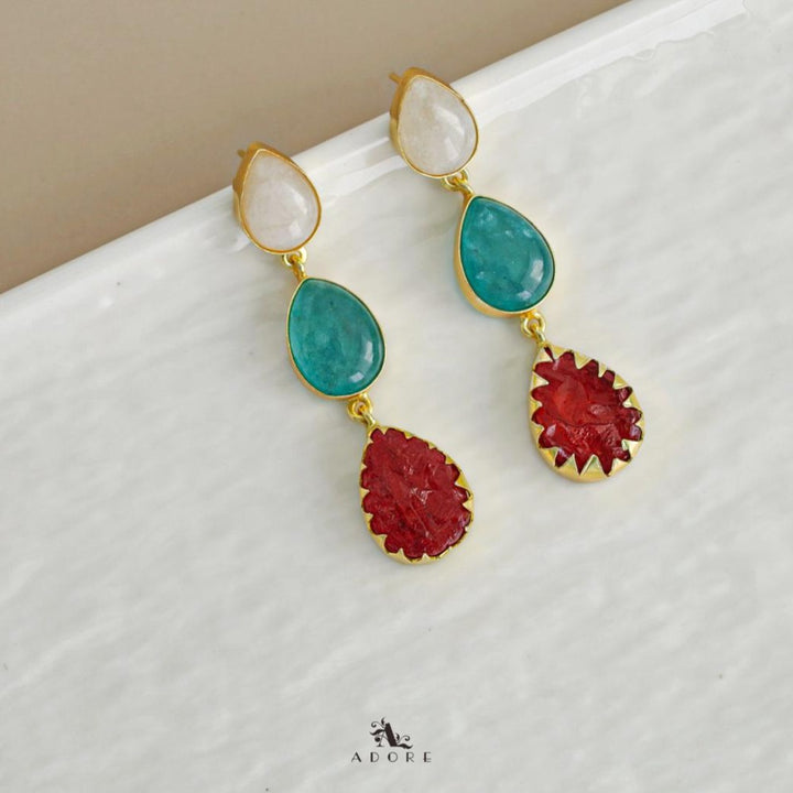 Marla Tri Drop Dyed Stone Earring