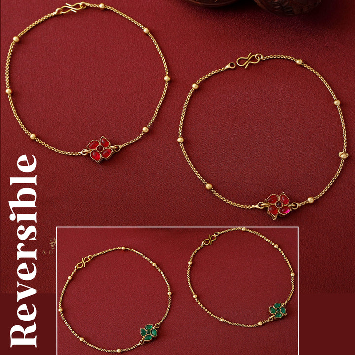 Viraasi Golden Flower Reversible Anklet