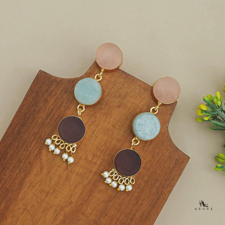 Three Step Raw Stone Earrings