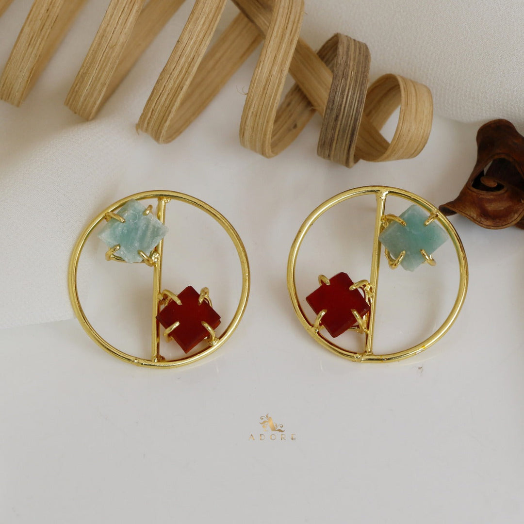 Golden Tiarah Raw Stone Earring