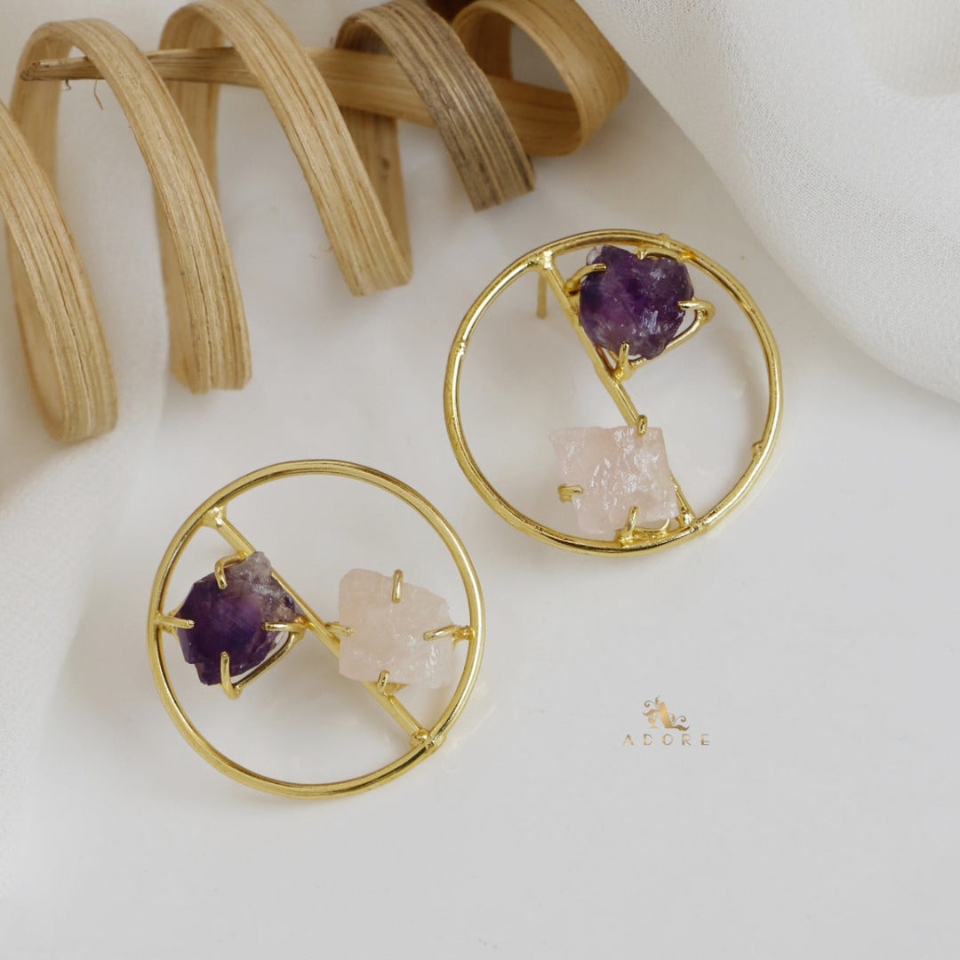 Golden Tiarah Raw Stone Earring