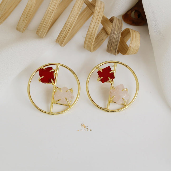 Golden Tiarah Raw Stone Earring