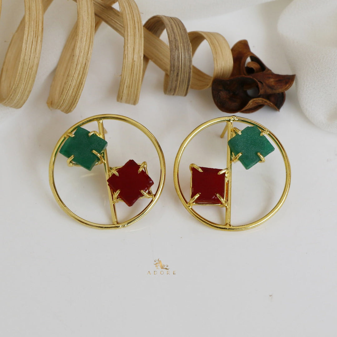 Golden Tiarah Raw Stone Earring