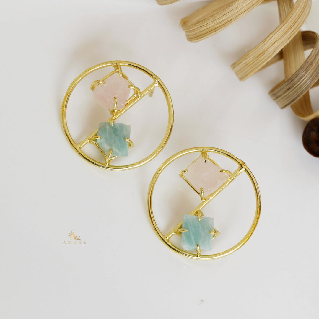 Golden Tiarah Raw Stone Earring