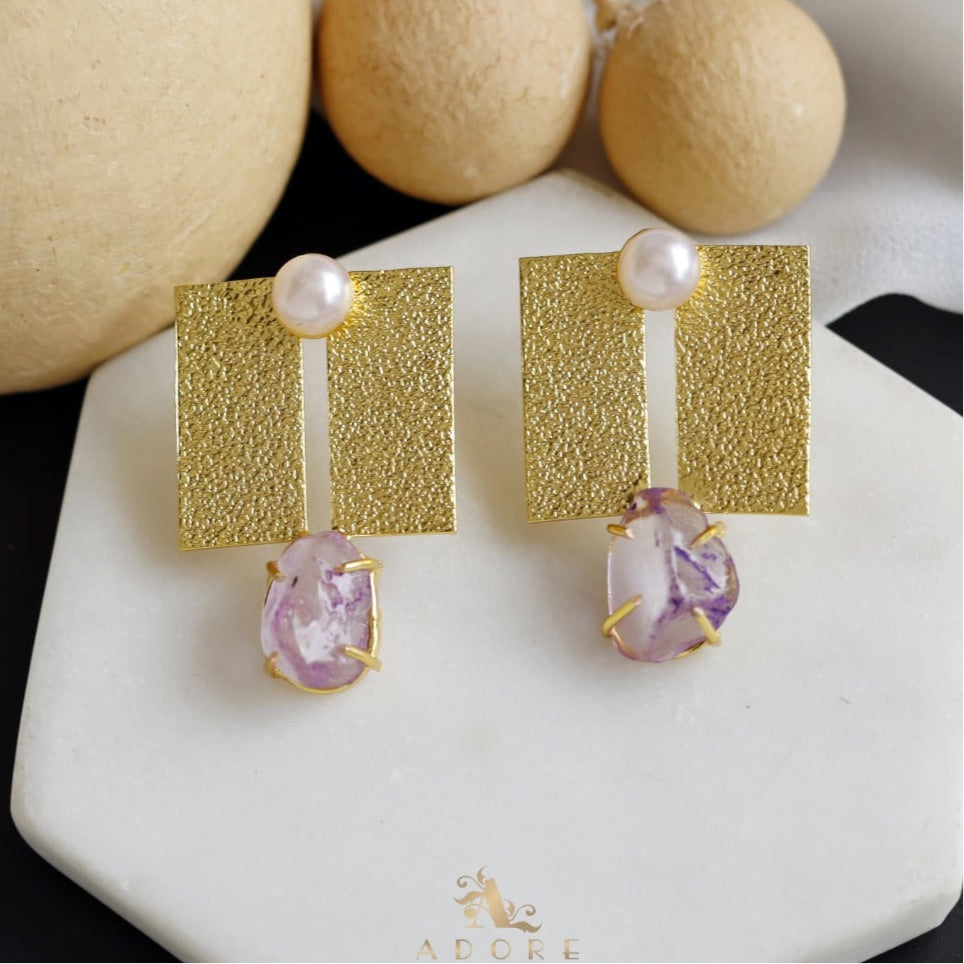 Textured Twin Rectangle Earring