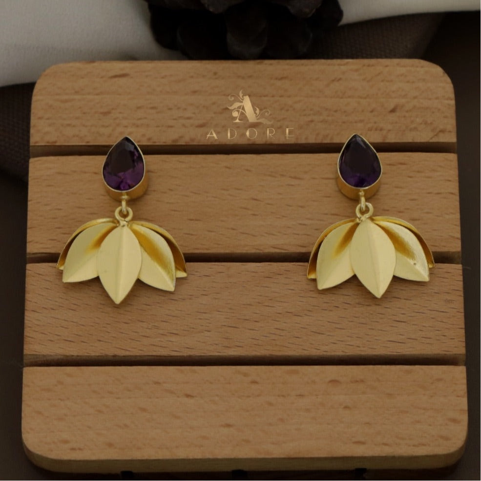 Mirah Rain Drop Glossy Leaf Earring