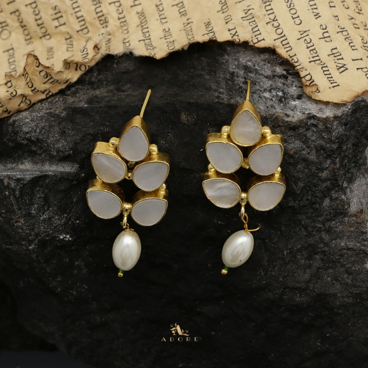 Lystra Leafy MOP Pearl Earring – Adore By Priyanka