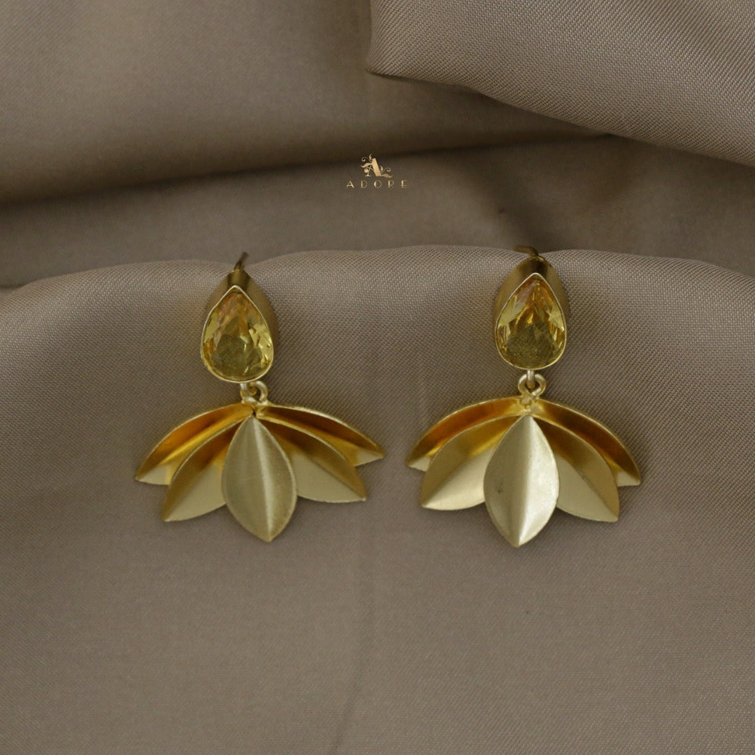 Mirah Rain Drop Glossy Leaf Earring